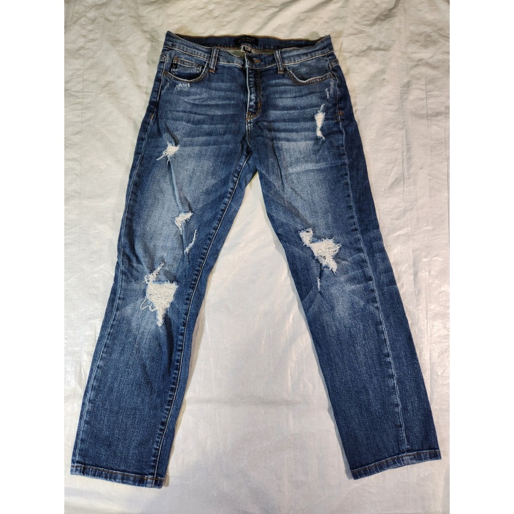 Judy Blue Womens 7 28 Cropped Blue Jeans Skinny Fit Stretch Distress Ankle